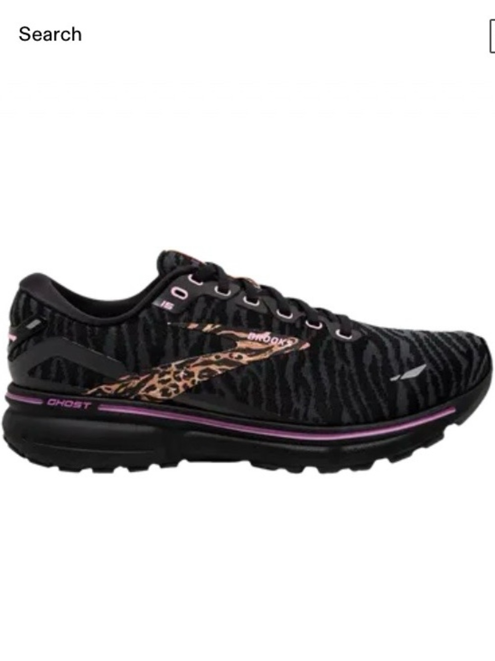 Brooks Ghost 15 Run Wild Black Zebra Leopard Running Shoes Women’s Size 9 B